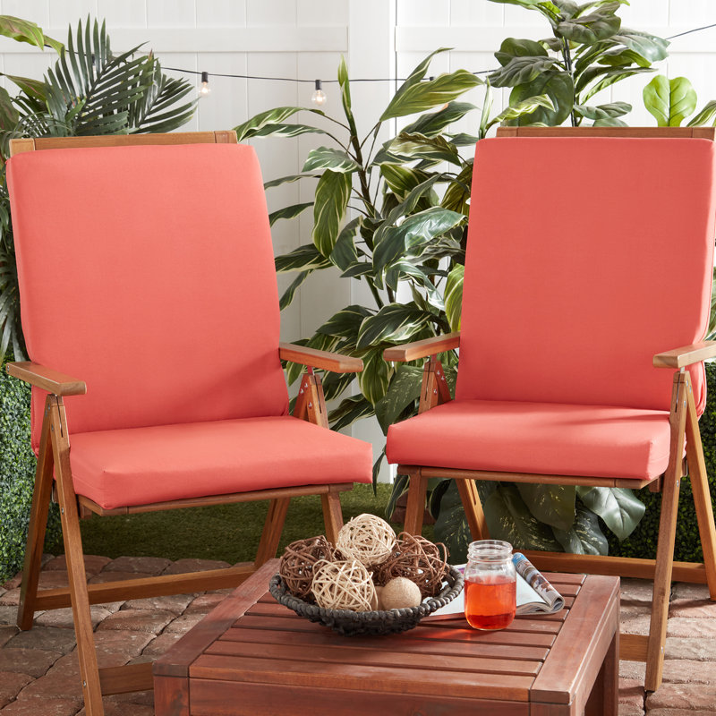 High Back Dining Chair Pad, Coral