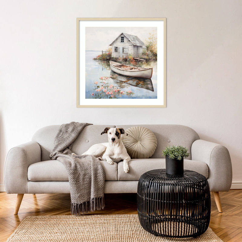 «Cottage by the Beach II» par Lazar studio, impression sur bois encadrée, H 33 po x l 33 po