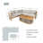 L-Shape 4-Seat Solid Acacia Modular Sofa Set With Oval Coffee Table