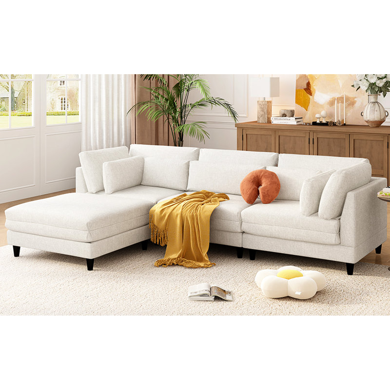 Modern With . 110 Inch 4 Seat. Upholstery. Wood Frame. 5 Pillows For Added Comfort. For Home Style Concept Office Interior Decoration
