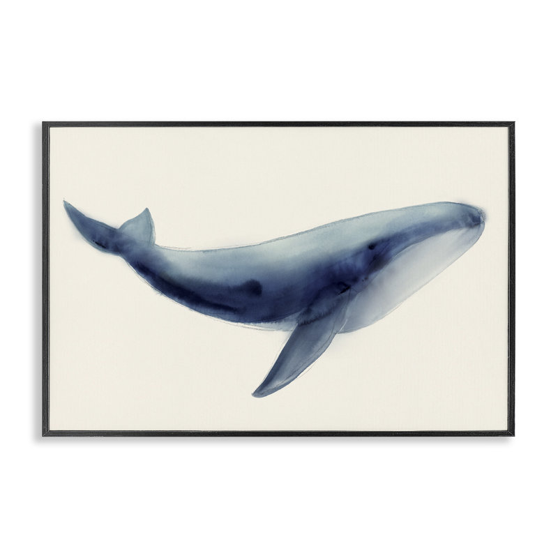 Baleine géante douce et douce, estampe numérique, design par Lily K., H 12 po x l 18 po, Giclée encadrée noir minuit
