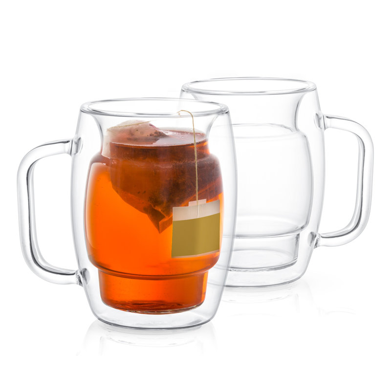JoyJolt Cadus Double Wall Coffee Tea Glasses, 10oz