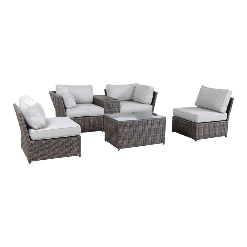 Ensemble de conversation en osier pour 4 personnes avec coussins Elodie, L 33 po x l 22 po x H 18 po