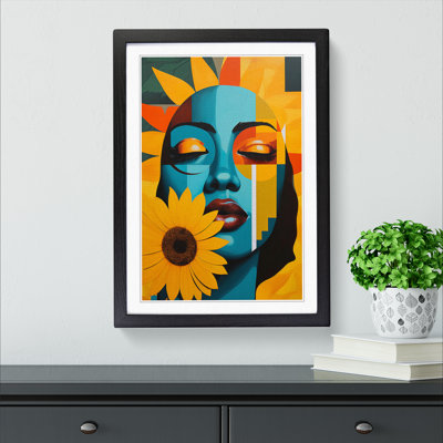 Sunflower Constructivism No.4 - Single Picture Frame Print on Wood