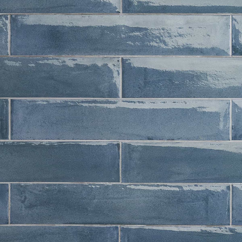 Paint 3x16 Glossy Porcelain Tile, Blu Notte