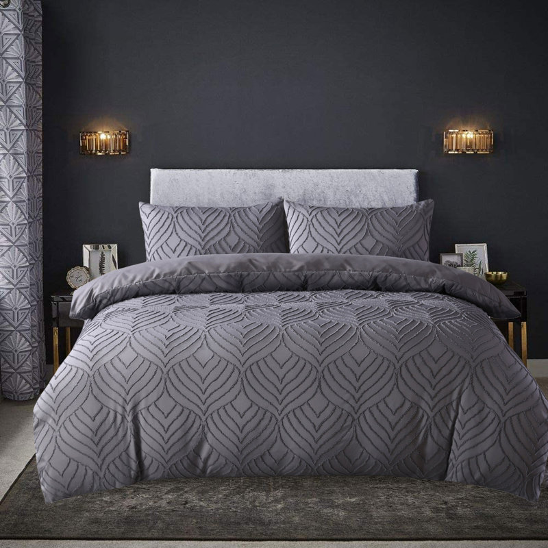 Christena Grey Microfibre 180 TC Duvet Cover Set
