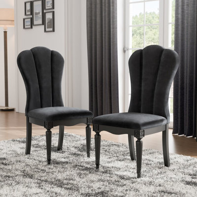 Ensemble de 2 chaises de salle à manger rembourrées avec pieds cannelés tournés 
