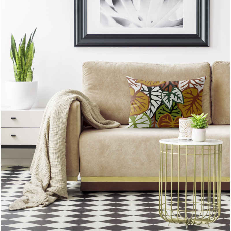 Shipa Microsuede Lumbar Throw Pillow, White/Black/Brown/Ochre/Green