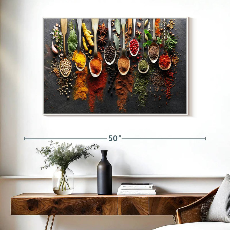 Choix d'épices, Cadre flottant blanc, 43 po x 29 po