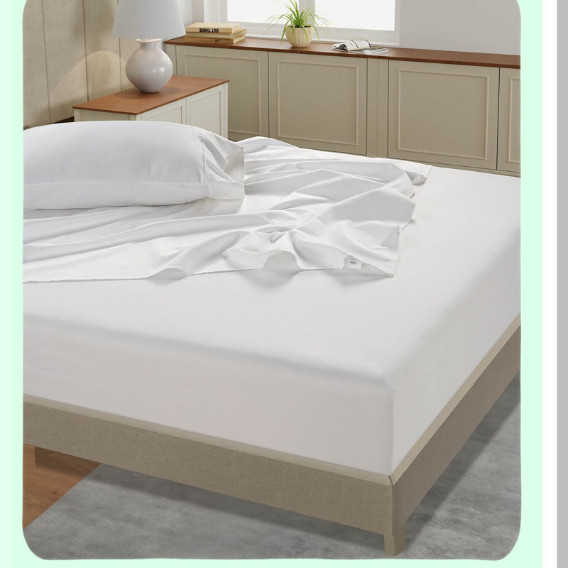 Breathable Cotton Sateen Twin XL Sheet Set - 450 Thread Count Extra Long Twin Sheets for Hospital Bed - 3 Pc White Sheet Set