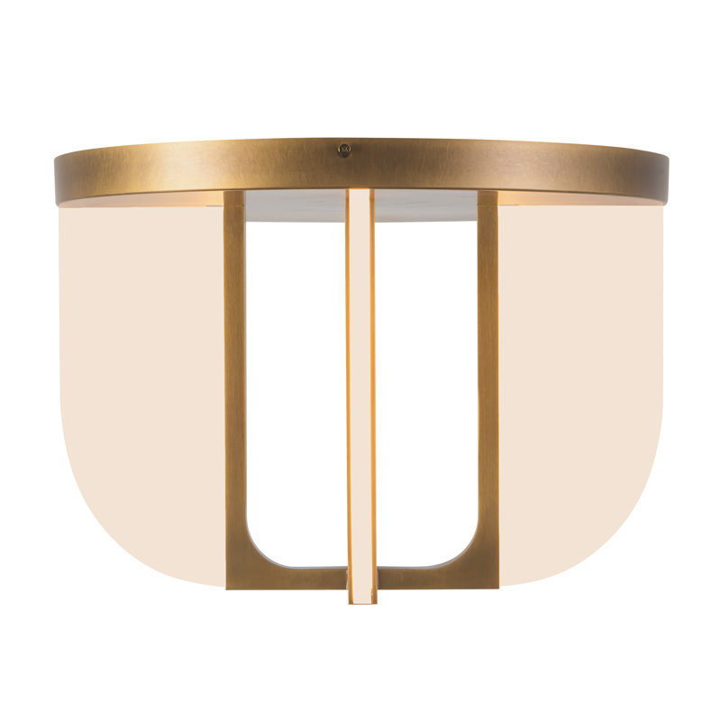 Anders 17-in Black dimmable LED Semi-Flush Mount, Antique Brass