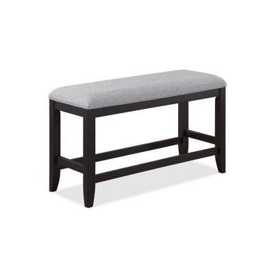 Transitional Counter-Height Bench With Dark Gray Upholstery - Spacious & Solid Dining Fabric Rectangular Build