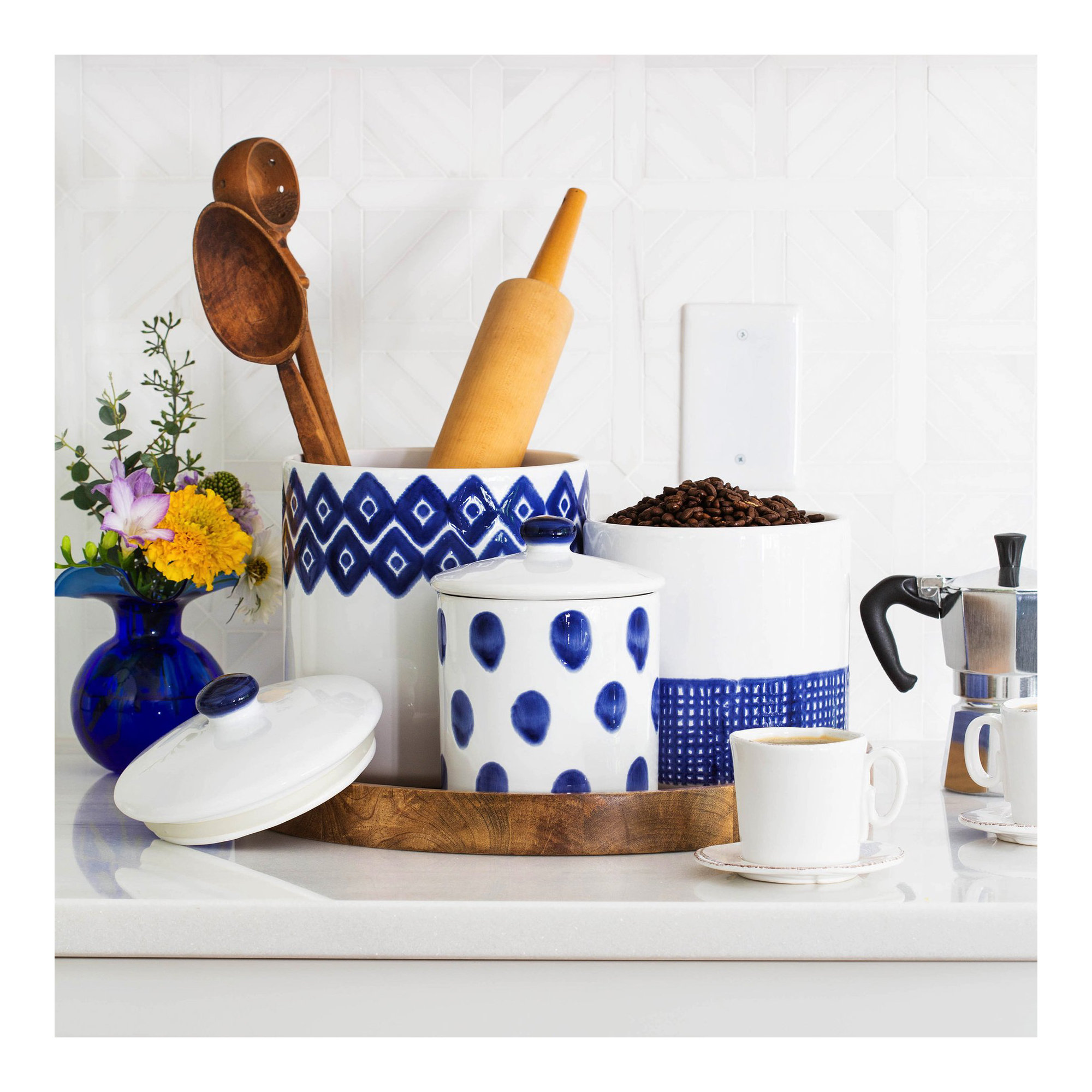 Santorini Striped Ceramic / Porcelain Jar