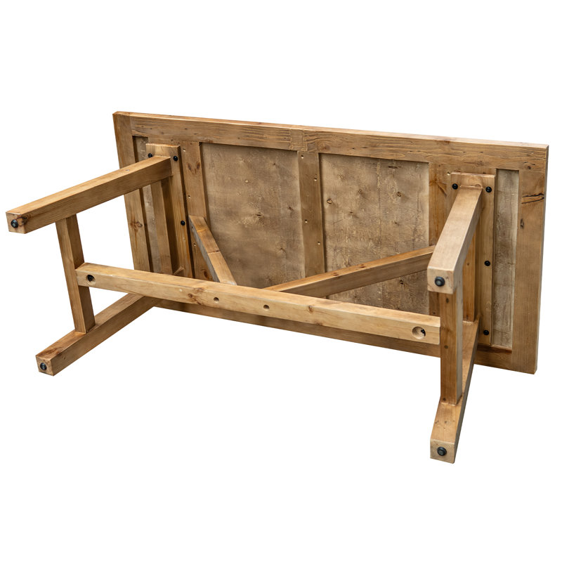 Table de salle à manger en bois massif 63 "American Rustic, Brun, Bois brun