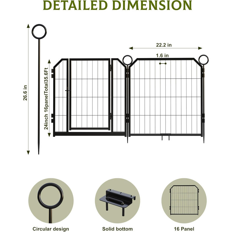 Panel Steel Pet Barrier With Door, 60.96cm H  x 56.52cm W