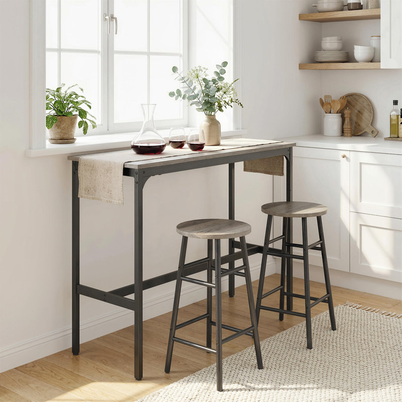 Ensemble 3 pièces de table de bar et chaises pour salle à manger, brun