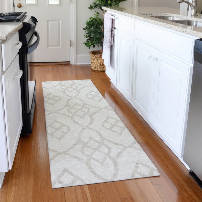 Tapis ivoire Prisco lavable à la machine de qualité supérieure, Tapis de couloir 2 pi 3 po x 7 pi 6 po