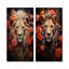«Fierce Guardian Blooming Lion» - ensemble d'art mural en métal Lion-740242049