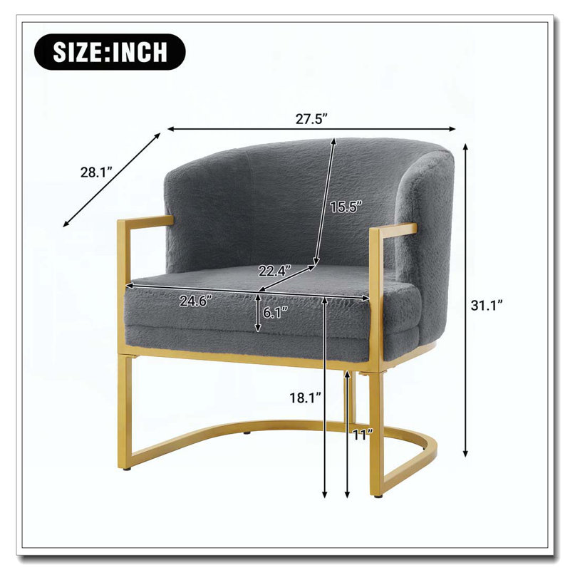 Chaise de lecture rembourrée Modern, Gris