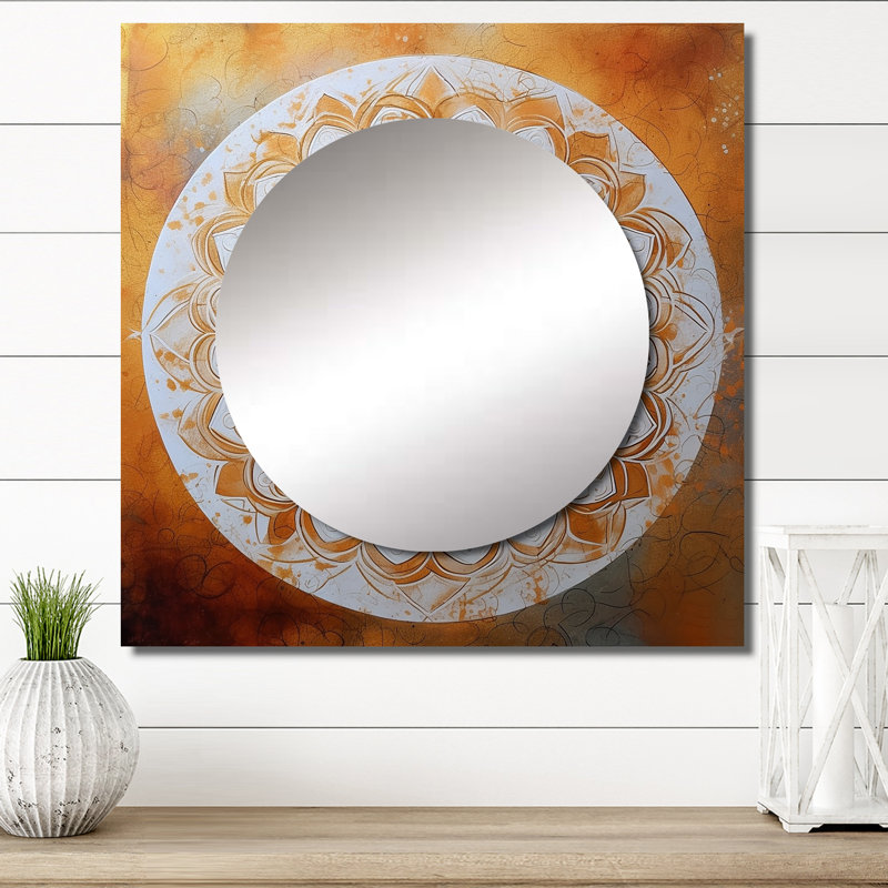 Oris - Grand miroir mural carré Boho Mandala pour chambre à coucher, 29 po x 29 po