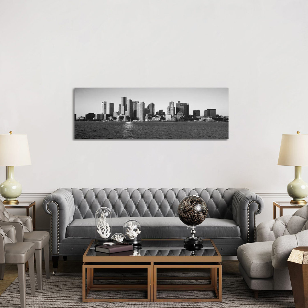 Boston Skyline Cityscape - Wrapped Canvas Panoramic Print