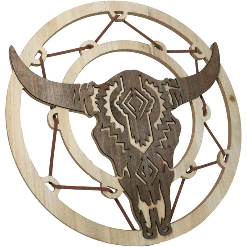 Plaque de décoration murale rustique en forme de crâne de vache Buffalo