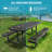6 Ft. Rectangular Outdoor Steel Picnic Table With Umbrella Pole