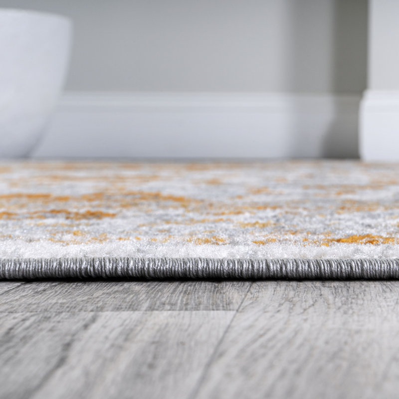 Tapis orange / crème Indhira Ornate Medallion, Rectangle 4pi x 6 pi