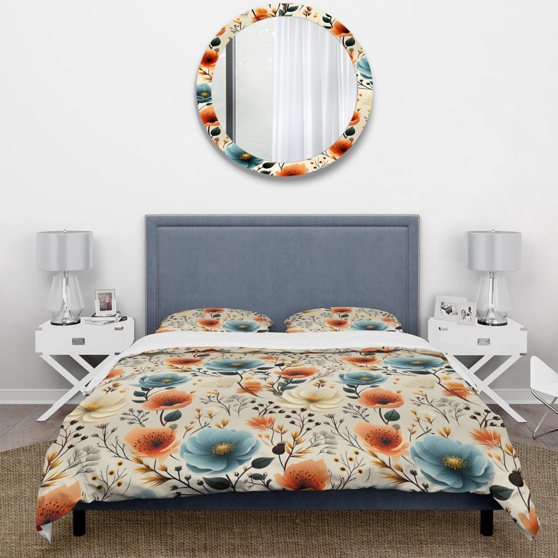 Playful Poppy Blossom Radiance - Ensemble de housse de couette floral - Polyester en microfibre