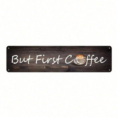 But First Coffee Vintage Metal Wall Sign, Aluminum 1-Piece Rustic Hanging Plaque, Multi-Color, Retro Kitchen Cafe Bar Decor