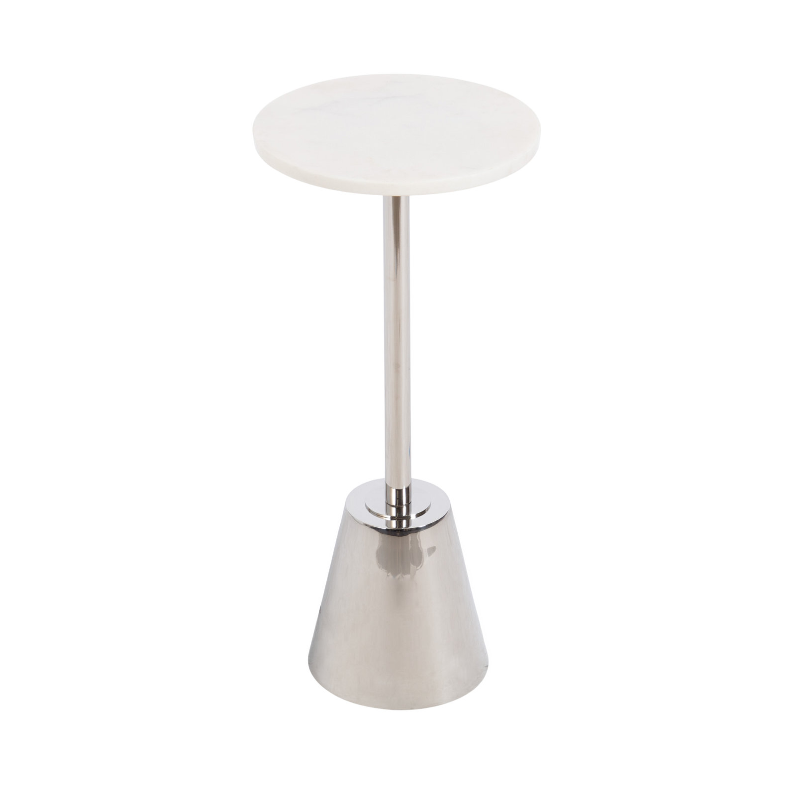 Cemil End Table, Silver, White, 23.25" H x 14" W x 14" D