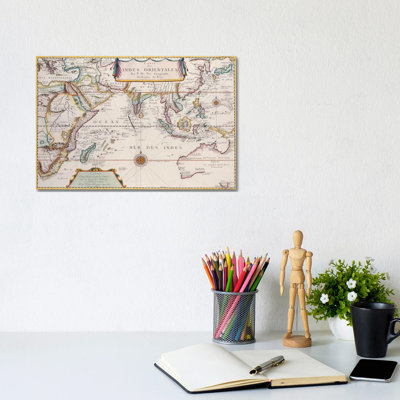 Antique Map Of Indian Ocean - Wrapped Canvas Painting