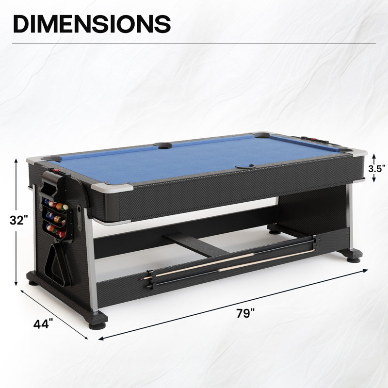 79''x44'' 4-in-1 Multi-Function Pool Table