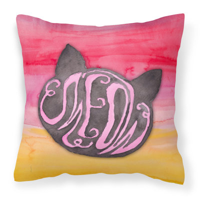 Coussin décoratif intérieur/extérieur en aquarelle chat face cats meow