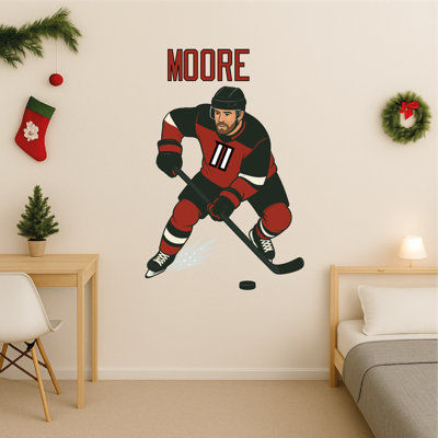 Adhésif décoratif personnalisé hockey - vinyle adhésif autocollant pour les murs, décor de hockey pour chambre de garçon et chambre de jeunes
