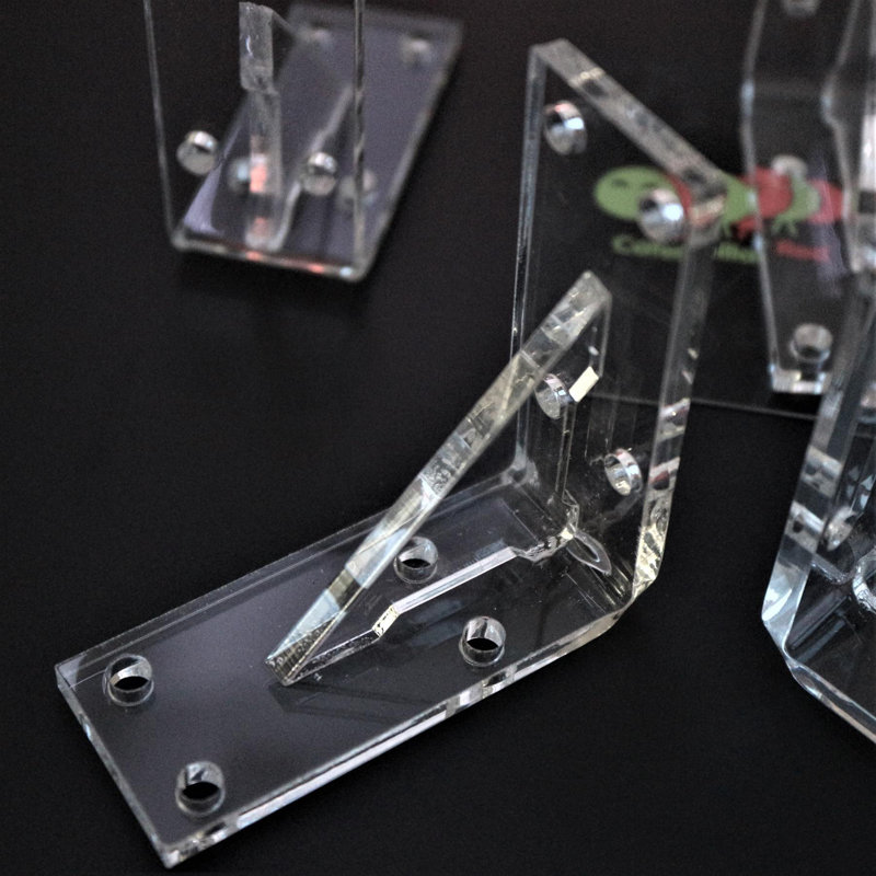 V4, 5mm Thickness, Reinforced, Strong, Angled L Brackets, Polished Clear Perspex Acrylic + 40x M5 Bolts, Clear Right Angle Bracket