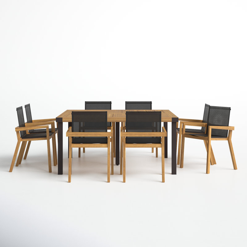 Christelle 8 - Person Acacia Patio Dining Set with Square Table