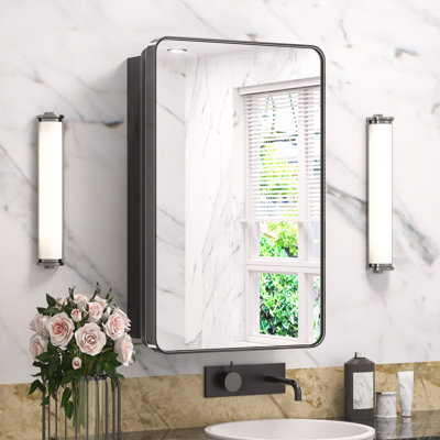 Gervon Rectangle Recessed or Surface Medicine Cabinet with Shelves and Mirror