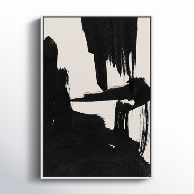 Abstract Black and White Brush Stroke Print