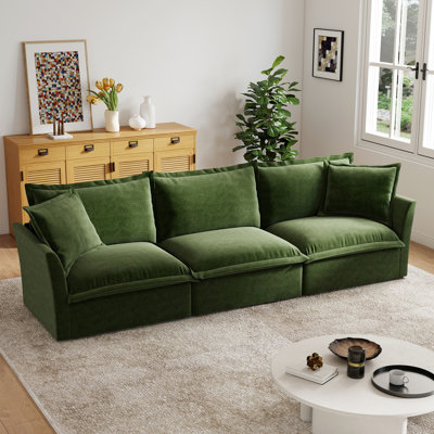 120'' Chenille Deep Seat Upholstered Sofa