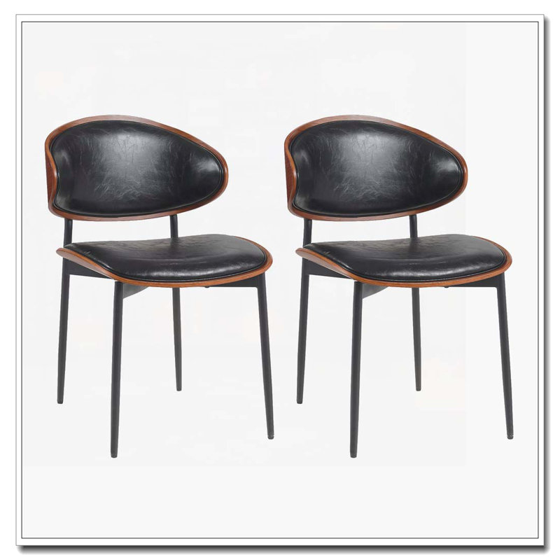 Chaises de salle à manger en similicuir, Noir