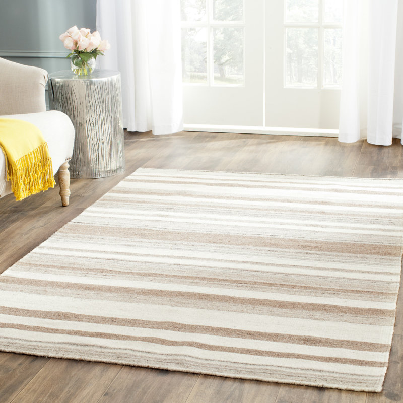 Anley Striped Wool Hand Woven Area Rug, Rectangle 122 x 183 cm