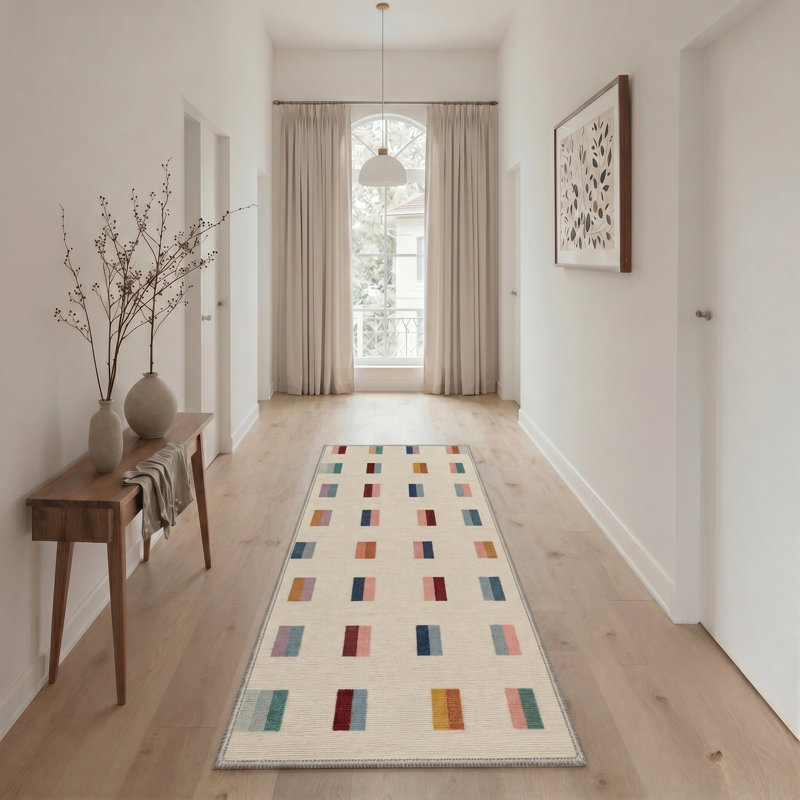 Liadan Vectra Modern Machine Washable Beige Indoor Area Rug with Non-Slip Backing, Runner 2'6" x 8'