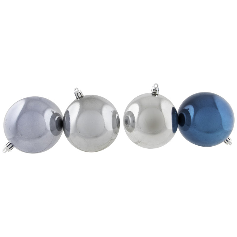 Boules de Noël incassables à 2 finitions, Bleu / denim / argent