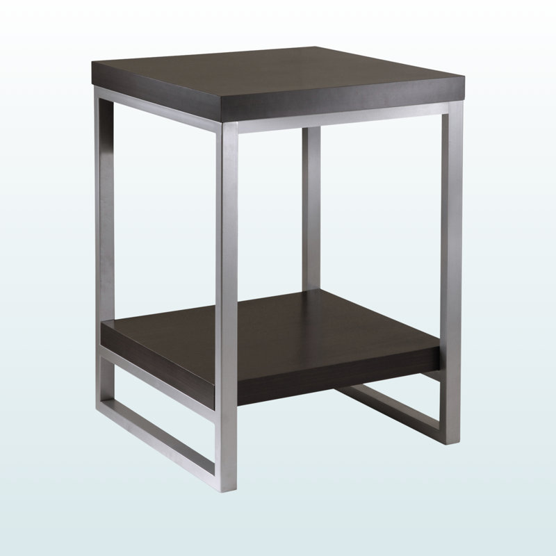 Mina End Table in Gray and Espresso