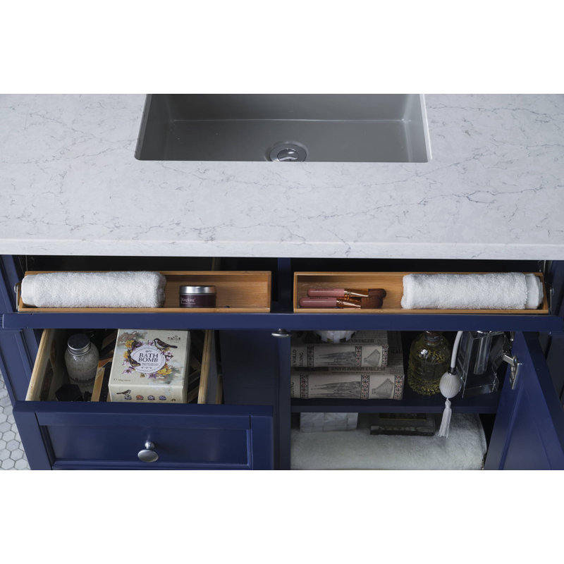 Brittany 36'' W Single Vanity, Victory Blue, Eternal Jasmine Pearl, 8" Widespread