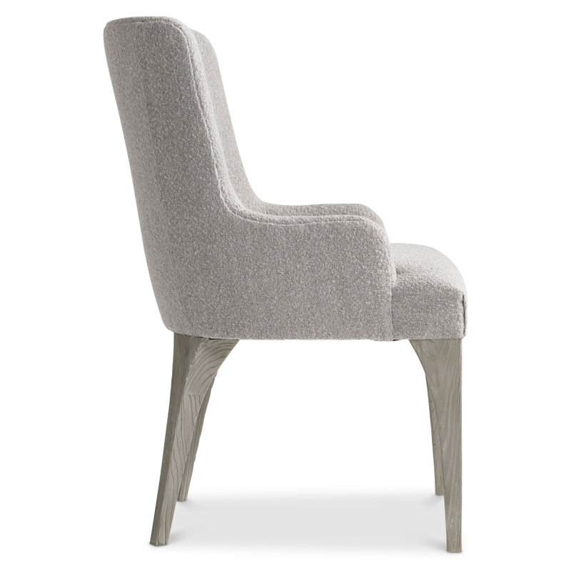 Trianon Transitional Gray Upholstered Arm Chair with Soft Arches