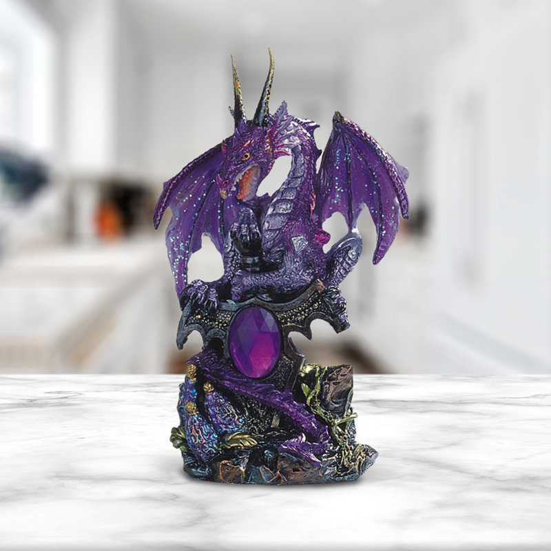 Jeremiyah 6"H Purple Dragon with Gem Figurine Unique Gifts