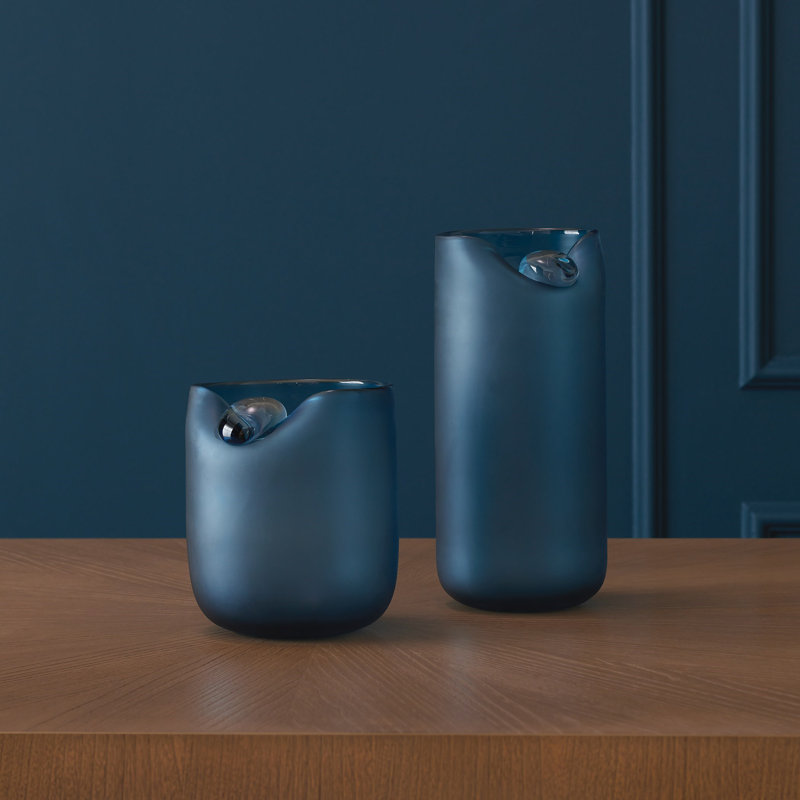 Poise Vase, 12.75" H x 5.75" W x 5.75" D, Blue