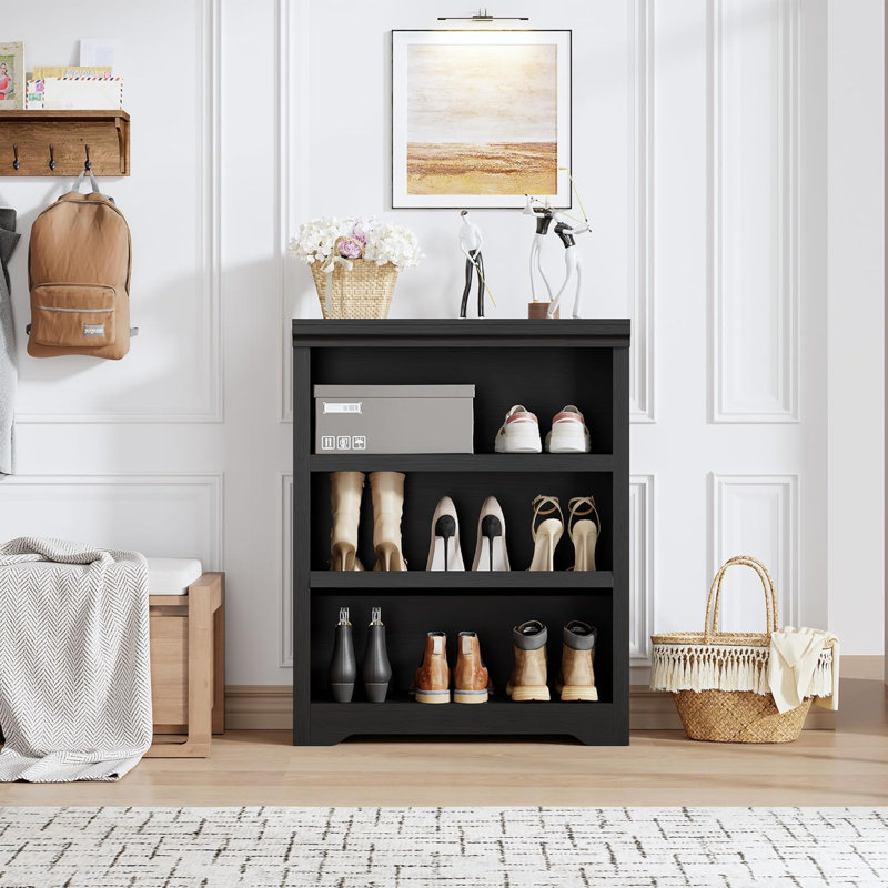 39.4" W 3-Tier Farmhouse Bookcase with Adjustable Shelves, Open Display Storage Bookshelf for Home Office, Living Room, Study or Balcony
